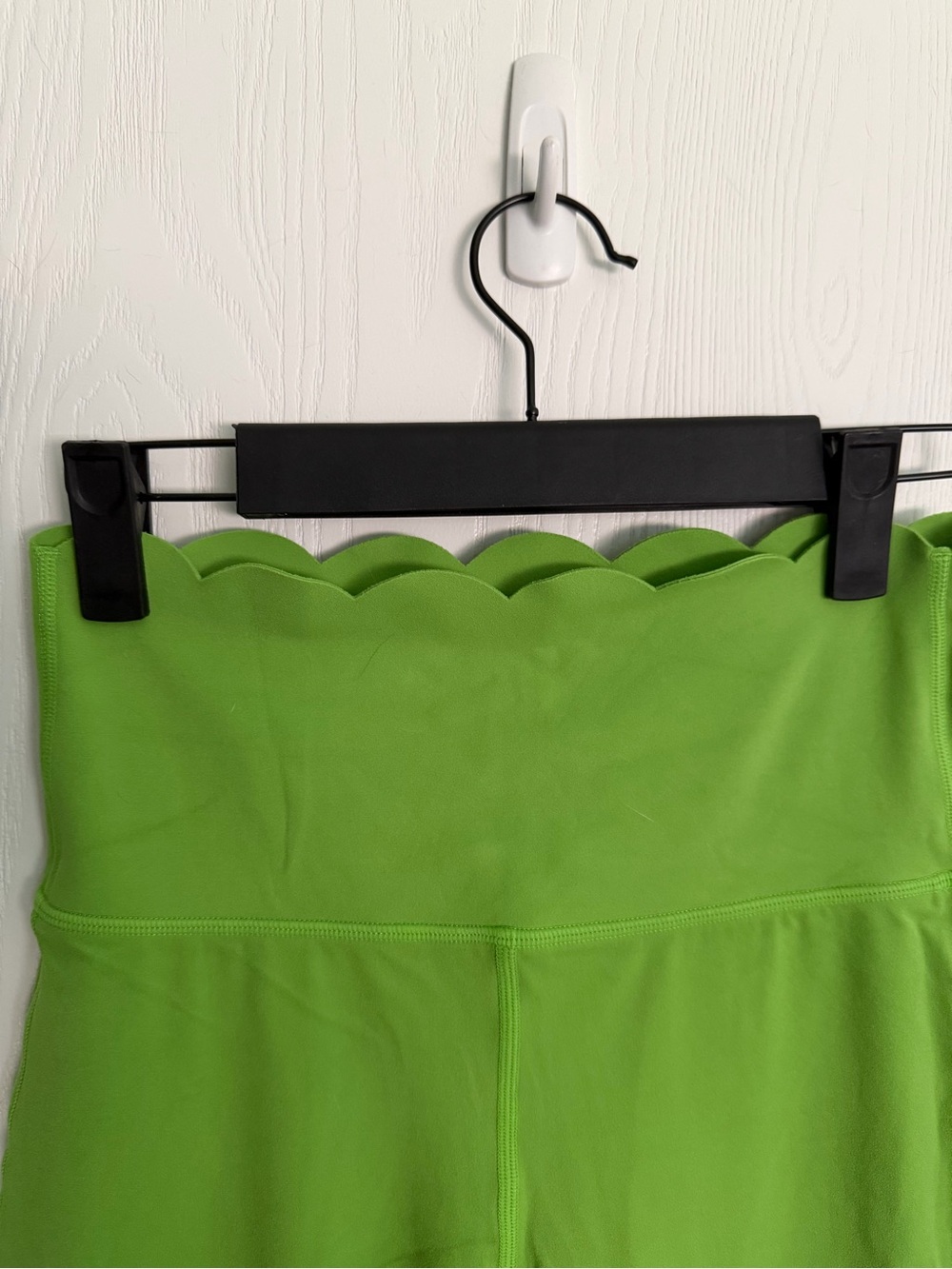 WISKII Scallop Waist High-Rise Leggings in Lime Green